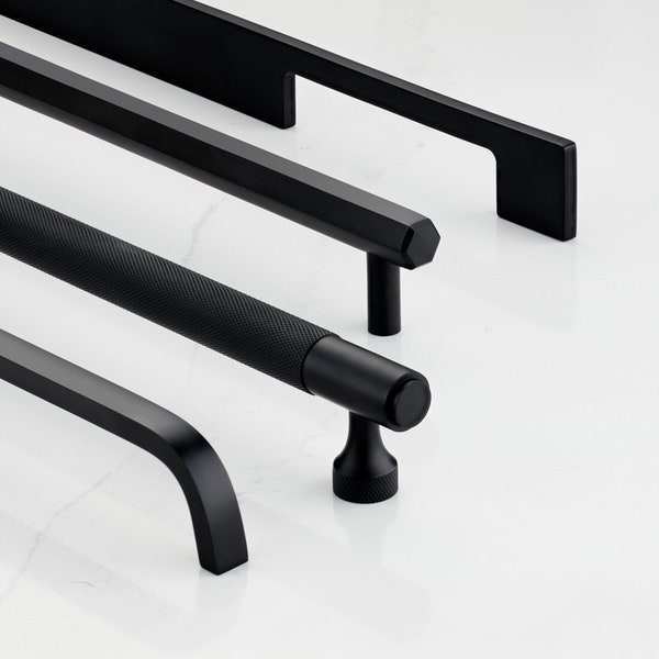 Black Cabinet Bar Handles | Solid Brass | Furniture Hardware | For Drawers, Cabinets, Wardrobe & Appliance Doors with Protective lacquer.