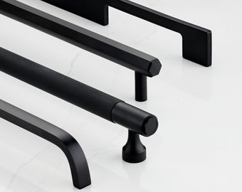 Black Cabinet Bar Handles | Solid Brass | Furniture Hardware | For Drawers, Cabinets, Wardrobe & Appliance Doors with Protective lacquer.