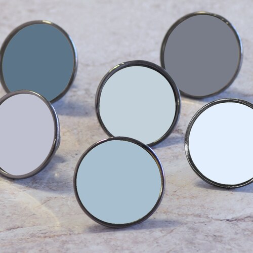 Hand Painted Grey and White Cupboard Door Knob Octagon Shaped Etsy