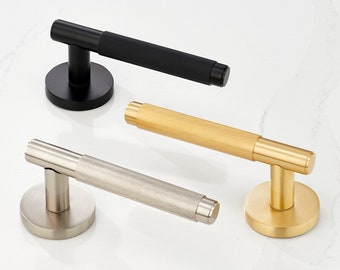 Solid Brass Gold, Silver, Antique Gold And Matte Black Knurled  Internal Door Lever Handles. Protective lacquer to prevent tarnishing.