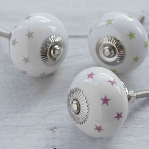 Colourful Stars Ceramic Cupboard Door Knobs Etsy UK