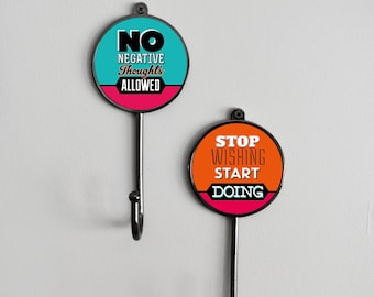 Inspirational Sayings Quotes Wall Coat Clothes Towel Robe Metal Storage Hanger Hooks