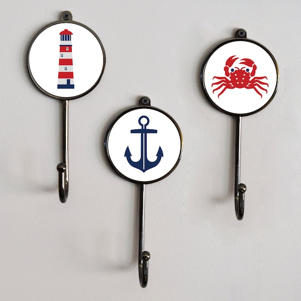 Nautical Holiday Sea Boat Themed Coat Clothes Towel Robe Hanging Storage Bathroom Toilet Cloakroom Hooks