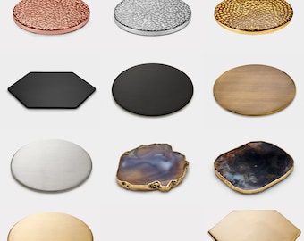 Brass, Aluminium And Agate Drinks Coasters Available In A Gold, Silver, Copper, Grey, Antique Gold and Matte Black Finish