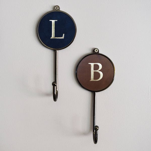 Alphabet Leather Coat Hook With Gold Foil Lettering