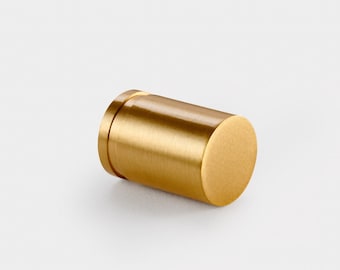 Solid Brass Gold Cabinet Pull | Cylindrical Cupboard Knob