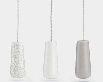 Ceramic Light and Blind Pulls | Suitable for Bathrooms and Window Blinds | Available In A White and Grey Finish | 1 Meter Cord Included