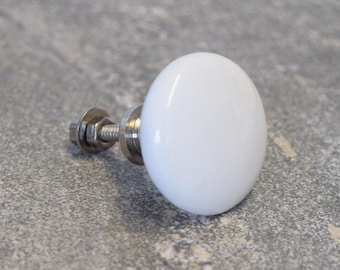 Boutons de porte d'armoire en céramique blanche | Boutons de placard, poignées de commode, boutons de garde-robe, porcelaine, boutons d'armoires de cuisine
