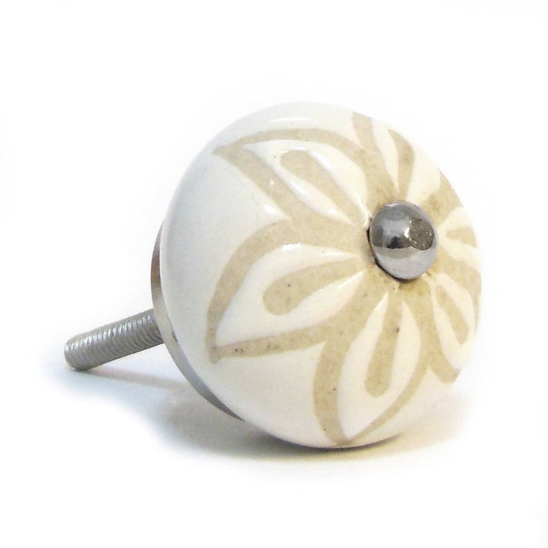 PKS22 Set of 6 Beige and Cream Ceramic Cupboard Door Knobs Etsy