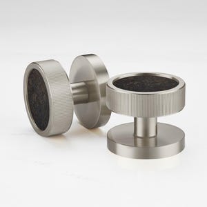 Brass Mortice Door Knobs | Terrazzo Insert, Silver Finish