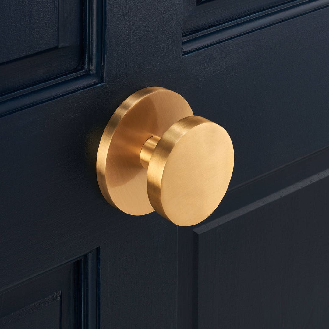 Luxury Solid Brass Gold Circle Centre Door Knob 