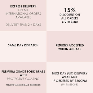 Puede incluir: Gr&aacute;fico promocional con texto sobre un fondo rosa claro. El texto incluye "Entrega expr&eacute;s", "Env&iacute;o el mismo d&iacute;a", "Lat&oacute;n macizo de primera calidad", "15% de descuento", "Devoluciones aceptadas" y "Entrega al d&iacute;a siguiente".