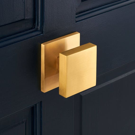 Luxury Solid Brass Gold Square Centre Door Knob Etsy UK