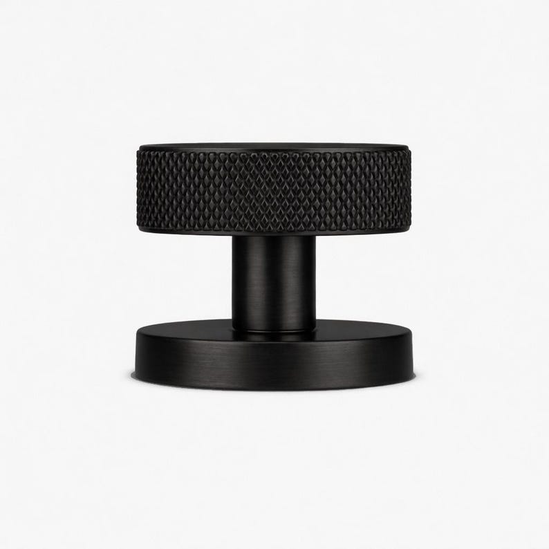 Boutons de porte à mortaiser en laiton noir, bordures en cuir moleté, poignées de porte intérieures image 7