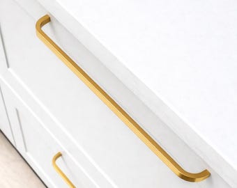 Modern Brass Cabinet Handles, Gold Drawer Pulls, Solid Brass Kitchen Cupboard Handles, Luxury Cabinet Hardware UK