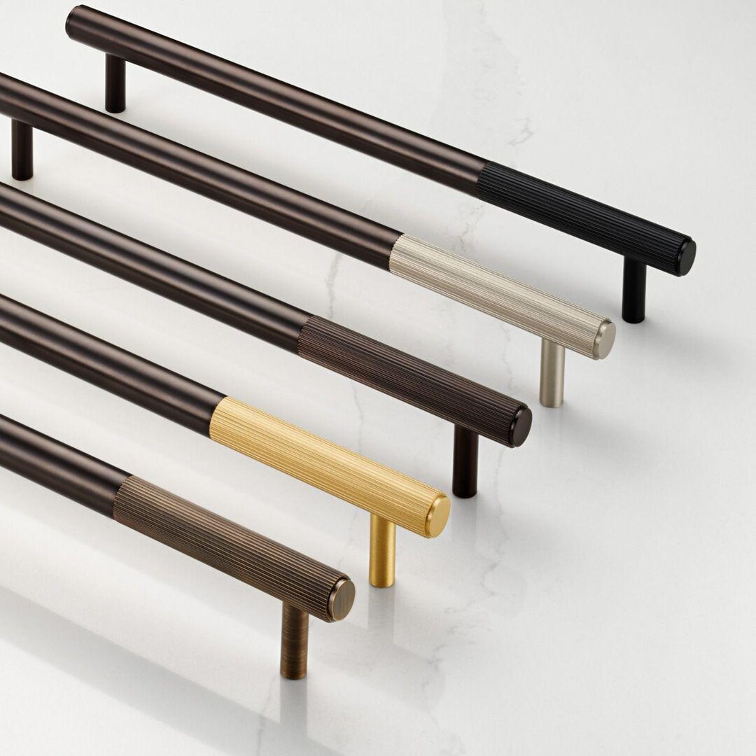 Solid Brass Linear Cabinet Handles | Modern Switchable Kitchen Drawer ...