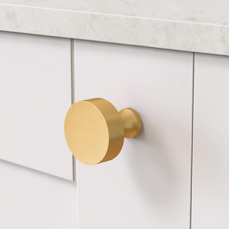 Solid Brass Round Cabinet Knob | Modern Furniture Hardware image 12