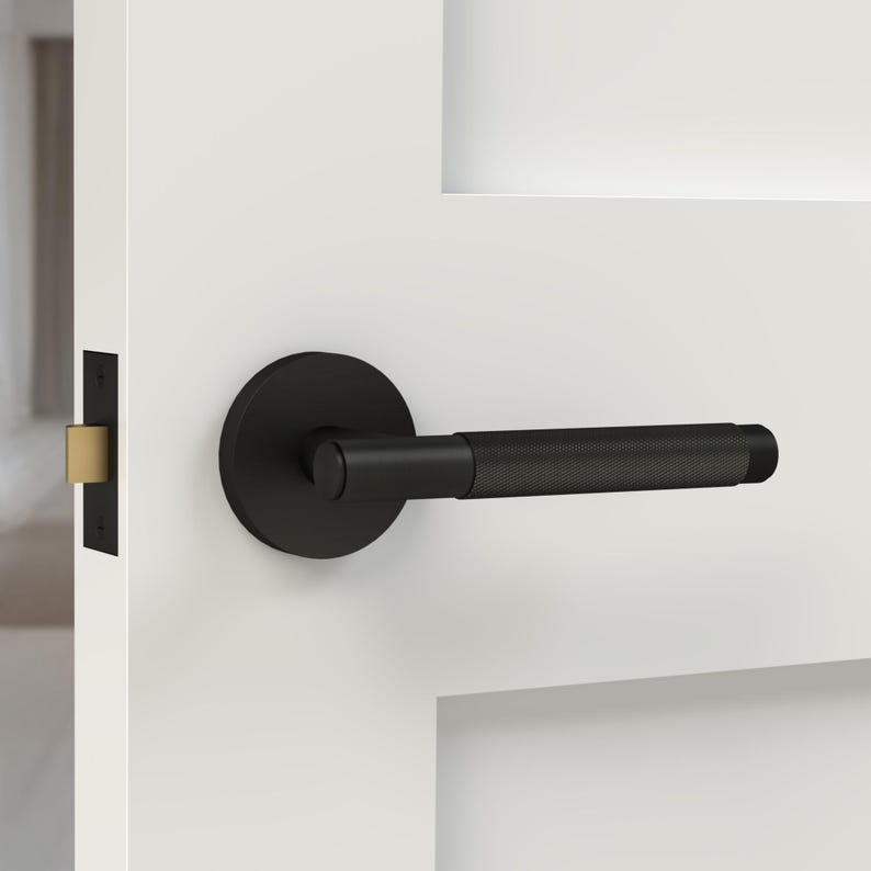 Knurled Brass Lever Door Handles - Spring Loaded, Heavy Duty, Modern ...