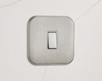 Silver Rocker Light Switch | Brushed Metal, UK Design