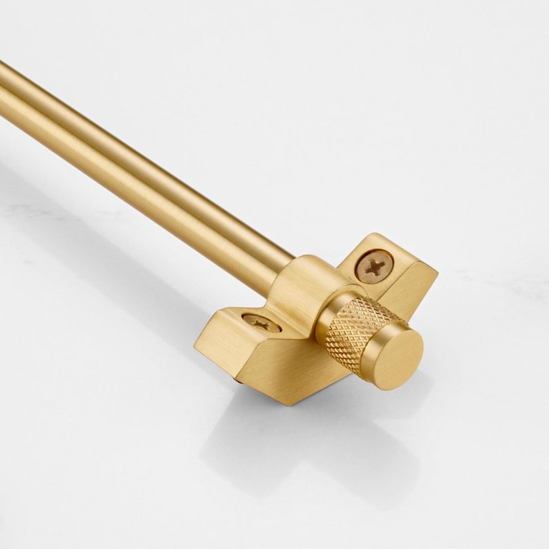 Made to Measure Brass Stair Rods, Knurled End Caps, Custom Cut Carpet Runners Gold-1200mm or Less