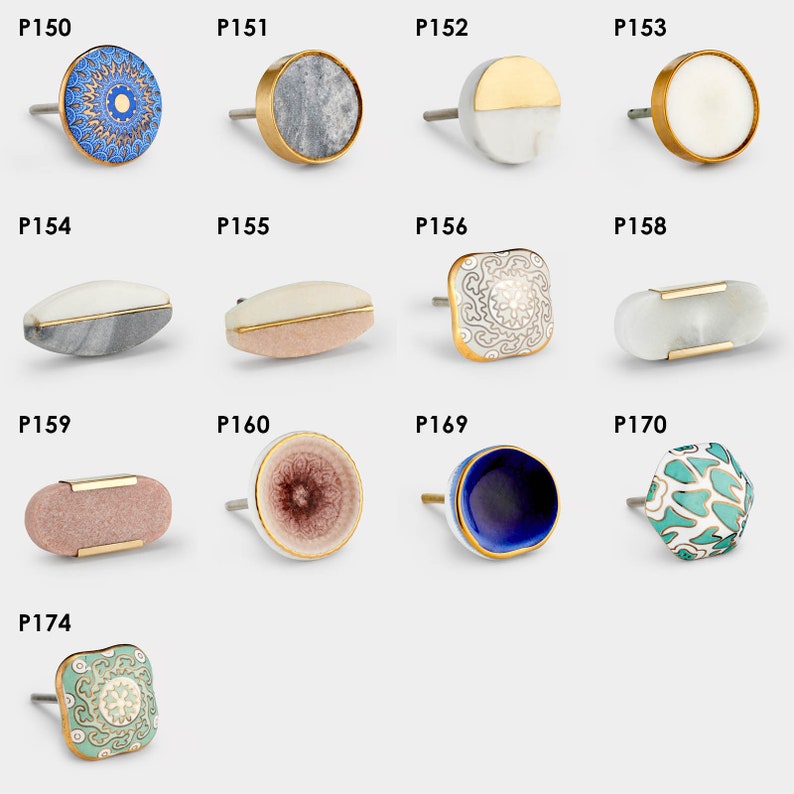 Gran selección de tiradores de puerta coloridos de mármol, Metal y cerámica, tiradores de caída para cajones y armarios imagen 1