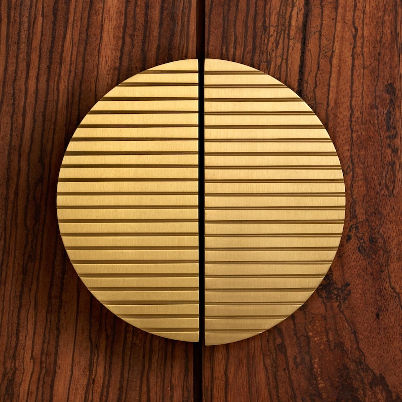 Premium Contemporary Art Deco Brass Half Moon Door Handles Cabinet Pull Wardrobe