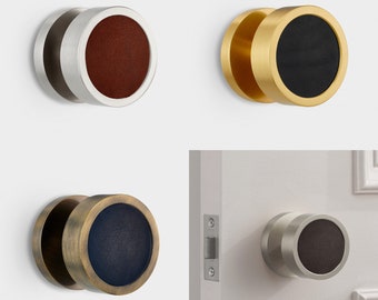 Internal Door Mortice Knobs Antique Gold, Silver, Black & Gold. Black, Blue and Brown Cowhide Leather. Lacquered to prevent tarnishing.