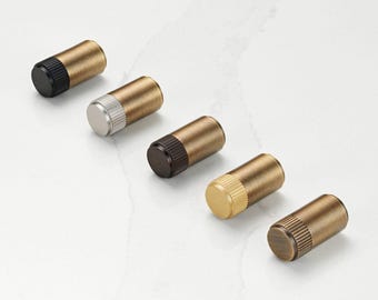 Maniglie per porte a cilindro in ottone anticato / Estremità intercambiabili / 5 opzioni di punta: oro, argento, nero, bronzo anticato / Perfette per ante di armadi