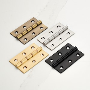 Solid Brass Double Bronze Washered Gold Silver Black Antique Gold Door Butt Hinges. Lacquered to prevent tarnishing image 1