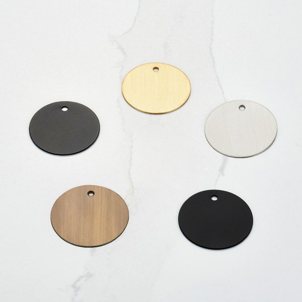 Brass Sample Disc Swatches In Antique Gold, Silver, Matte Black, Gunmetal Grey & Silver Finish