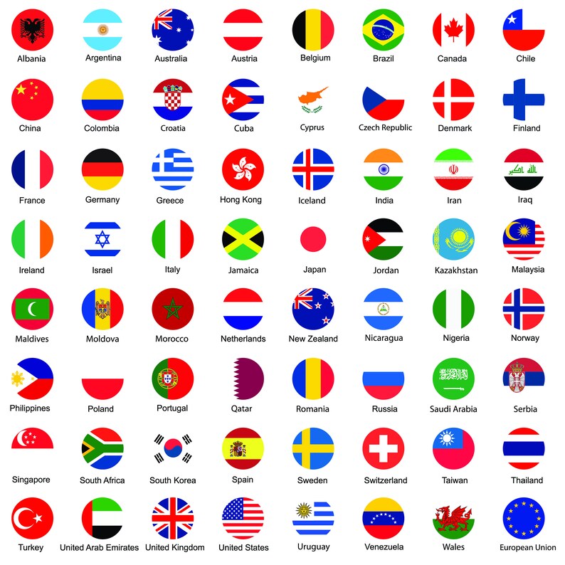 Decorative Flags Cupboard Door Knobs Flags of the World Etsy