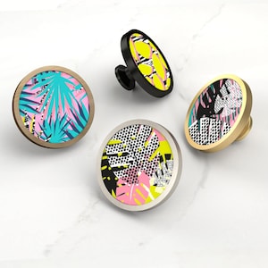 Gałka meblowa z tropikalnym wzorem, dekoracja mebli z recyklingu