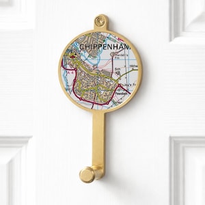 Personalized Postcode Map Coat Hook – Custom Location Wall Decor