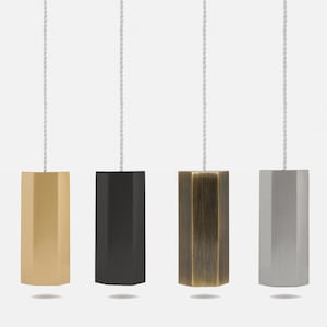 Bathroom Light Pulls | Brass | Gold, Black, Silver and Antique Gold Hexagonal Pull Cords