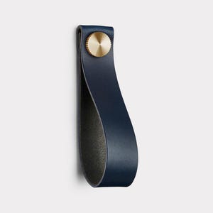 Large Cowhide Leather Cabinet Pulls With Brass Stud