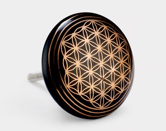 Black And Gold Round Patterned Ceramic Cupboard Drawer Knobs