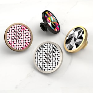 Boutons de meuble géométriques, poignées de tiroir à motifs colorés, décoration recyclée
