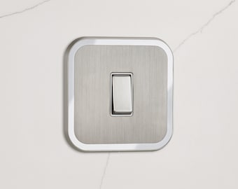 Silver Rocker Light Switch with White Gloss Insert