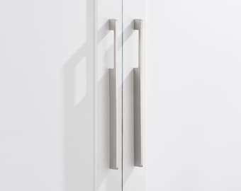 PREMIUM Solid Brass Silver Slim Cabinet Bar Pull Handles | Modern Contemporary | Drawers Kitchens cupboard door furniture wardrobe hardware