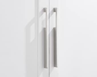Solid Brass Silver Slim Cabinet Bar Handles, Modern Kitchen Hardware