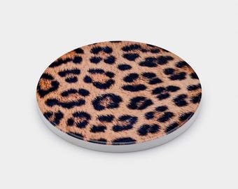 Animal Print Ceramic Coaster | Cork Base, Wildlife Decor