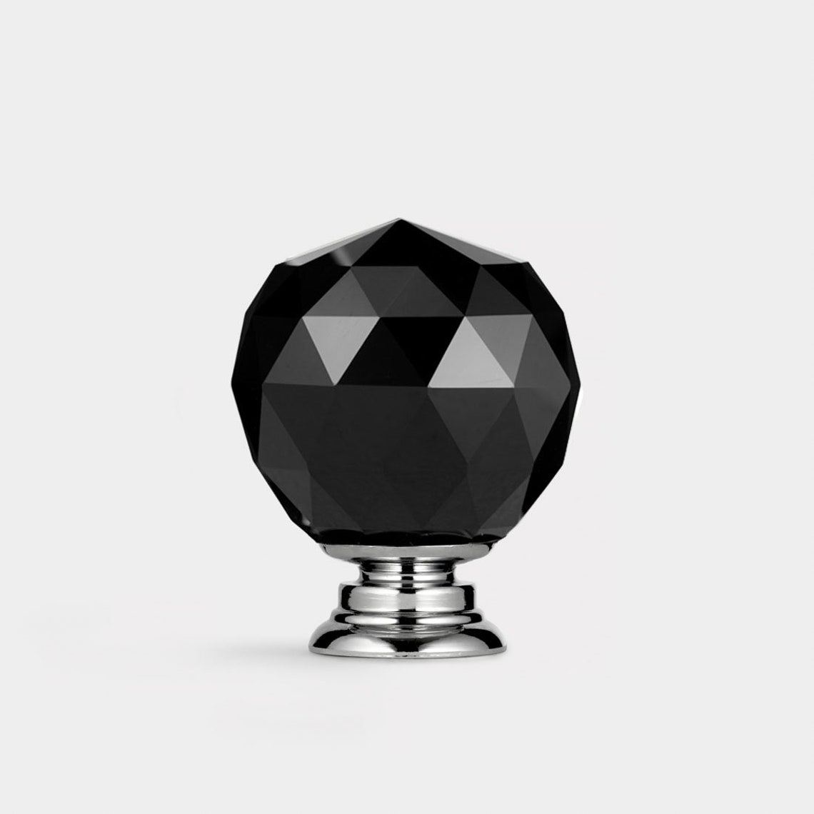 Black Faceted Crystal Glass Cupboard Door Knobs Etsy