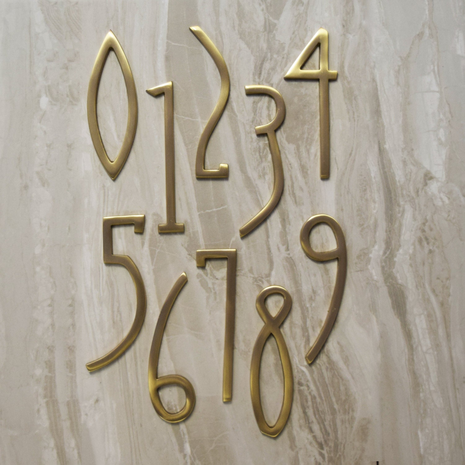 Golden Door Plates for Wall Decor, Door Figures, Brass Address Number,  Villa, Hotel, Dormitory House, Outdoor
