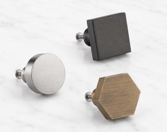 Puxadores de latão para portas de armários | Dourado, Dourado Antigo, Preto Fosco, Prateado, Cinza Chumbo | Puxadores para portas de armários de cozinha
