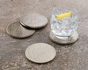Silver Hammered Drinks Coaster | For Coffee, Dining & Bedside Tables | Sold Individually