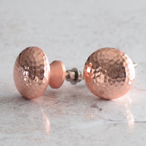 Luxury Vintage Rose Gold Metallic Copper Hammered Cupboard Door Knobs image 2