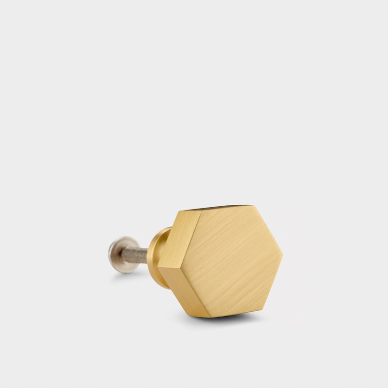 PREMIUM Solid Brass Handles Brushed Gold Hexagonal T Etsy Ireland
