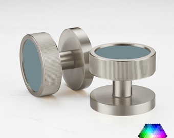 Boutons de porte à encastrer argentés | Laiton massif, couleur hexagonale personnalisée