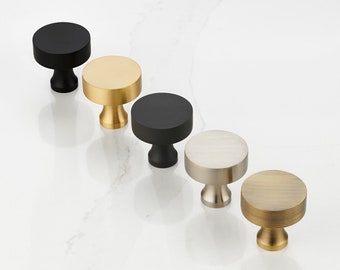 Solid Brass Round Cabinet Knob | Modern Furniture Hardware