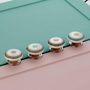 Handmade Ceramic Cabinet Knob, Multi-Color Pattern, Furniture Hardware